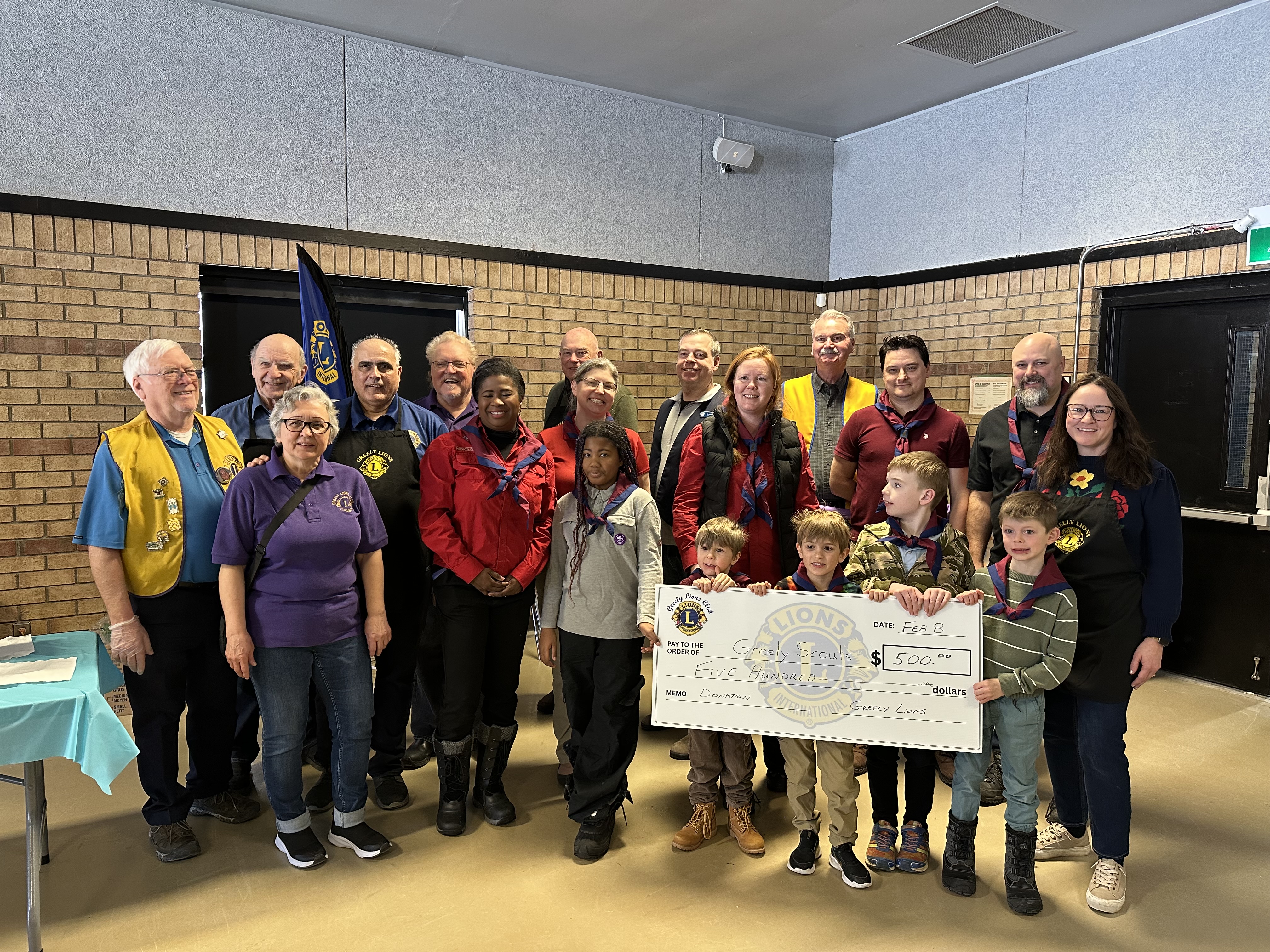 Greely Lions Cheque Presentation to 1st Greely Scouts at the Winter Carnival 2026